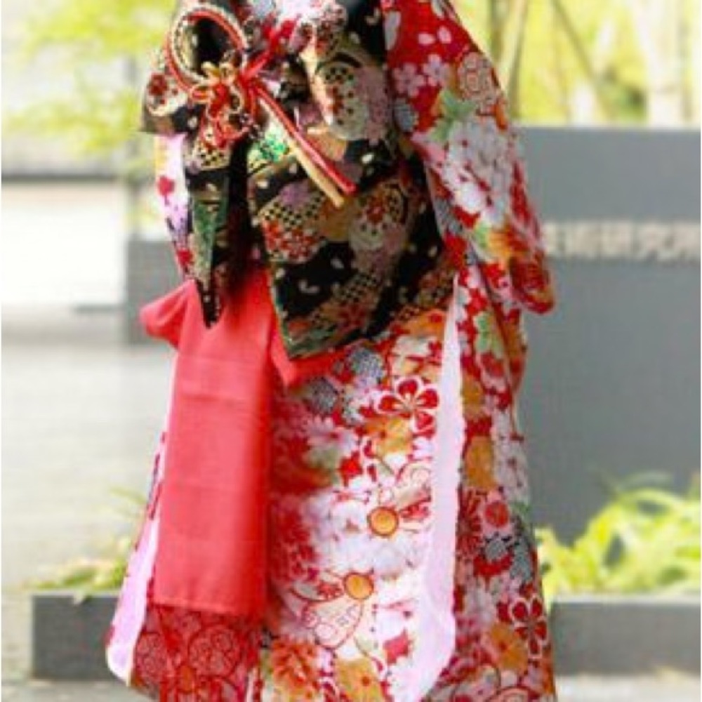 Vibrant Floral Kimono with Bow